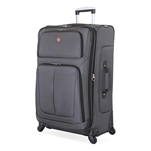 SwissGear Sion Softside Expandable Luggage, Dark Grey, Checked-Large 29-Inch